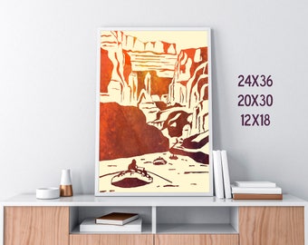 Colorado river rafting digital poster sized print - instant download 24x36 20x30 12x18 printable, home decor, river rafting art, rafting