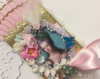 Marie Antoinette Gift Floral Collage Marie ATC ACEO Artist Trading Card Original Art Card Mixed Media ATC