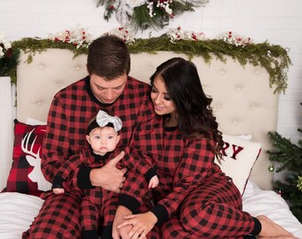 Holiday Family Matching Pajamas Red & Black Buffalo Check | Matching set | Christmas Jammies | Holiday PJ | Adult | Men | Women | Kids Baby