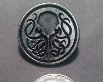 Aged Pewter Inverse Cthulhu pin
