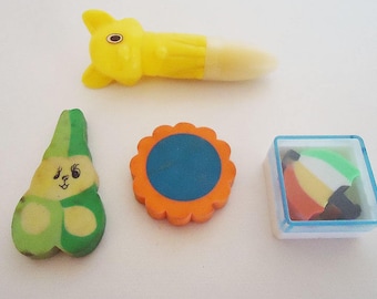 Four Cute 80s Erasers.