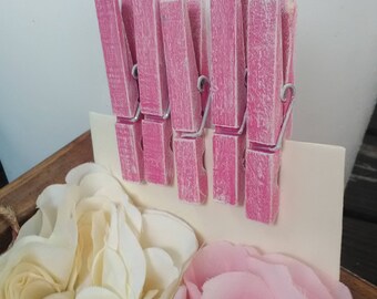Hot pink distressed clothespins set of 50