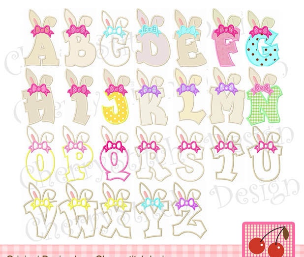 Download Bunny ears Alphabet Easter Monogram Machine Embroidery