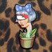 Weird Planter Tattoed Cyclops Girl w Hair Bow collectible art sticker