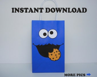 Cookie Monster Party Bags/ Cookie Monster Favor Bag/ Cookie Monster Birthday Party Favors/ decoration/ treat/ goody/ goodie/ loot/ gift bags
