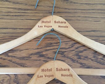 Vintage Pair of Sahara Hotel Las Vegas Wood Hangers- Scarce