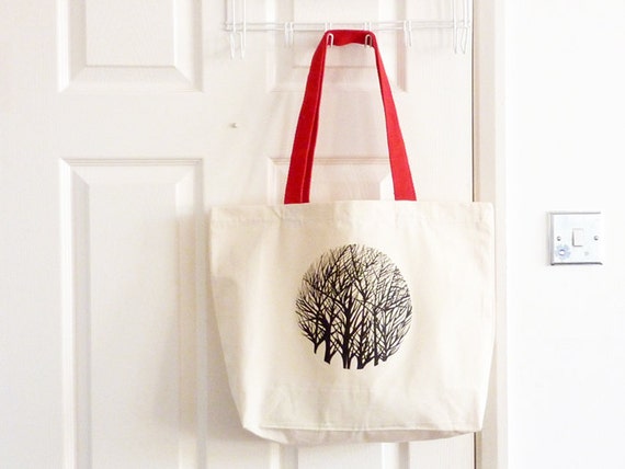 Canvas Bag/ Tote Bag/ Cotton Bag/ Tree Print Tote/ Printed