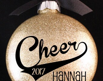 Cheerleader Christmas Ornament, Cheer Ornament with Name and Year