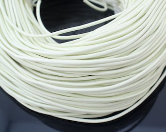 2mm Light milky white Leather Cord, 2mm, Genuine Leather Cord, Round Leather Cord, Lead Free Leather Cord--PS102