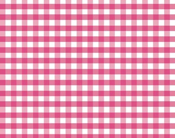 Hot Pink Gingham Riley Blake Designs * Medium 1/4" Squares * Quilter's Cotton * Gingham Dresses * Retro Fabric * Yardage * Fabric Sale