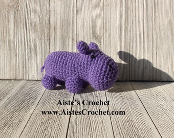 Handmade Crochet Little Amigurumi / Plush Toy / Collectible Purple Hippo / Hippopotamus - Ready to ship