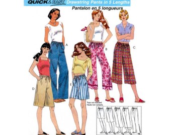 Drawstring Pants in Five Lengths, Quick and Easy, Women's Sewing Pattern, Misses Plus Size 16, 18, 20, 22 Uncut McCall's 3620