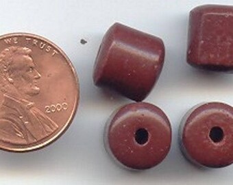 24 VINTAGE BROWN TIRE czech glass smooth 10mm beads w239