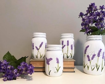 Lavender Flower Painted Mason Jars Painted Mason Jars