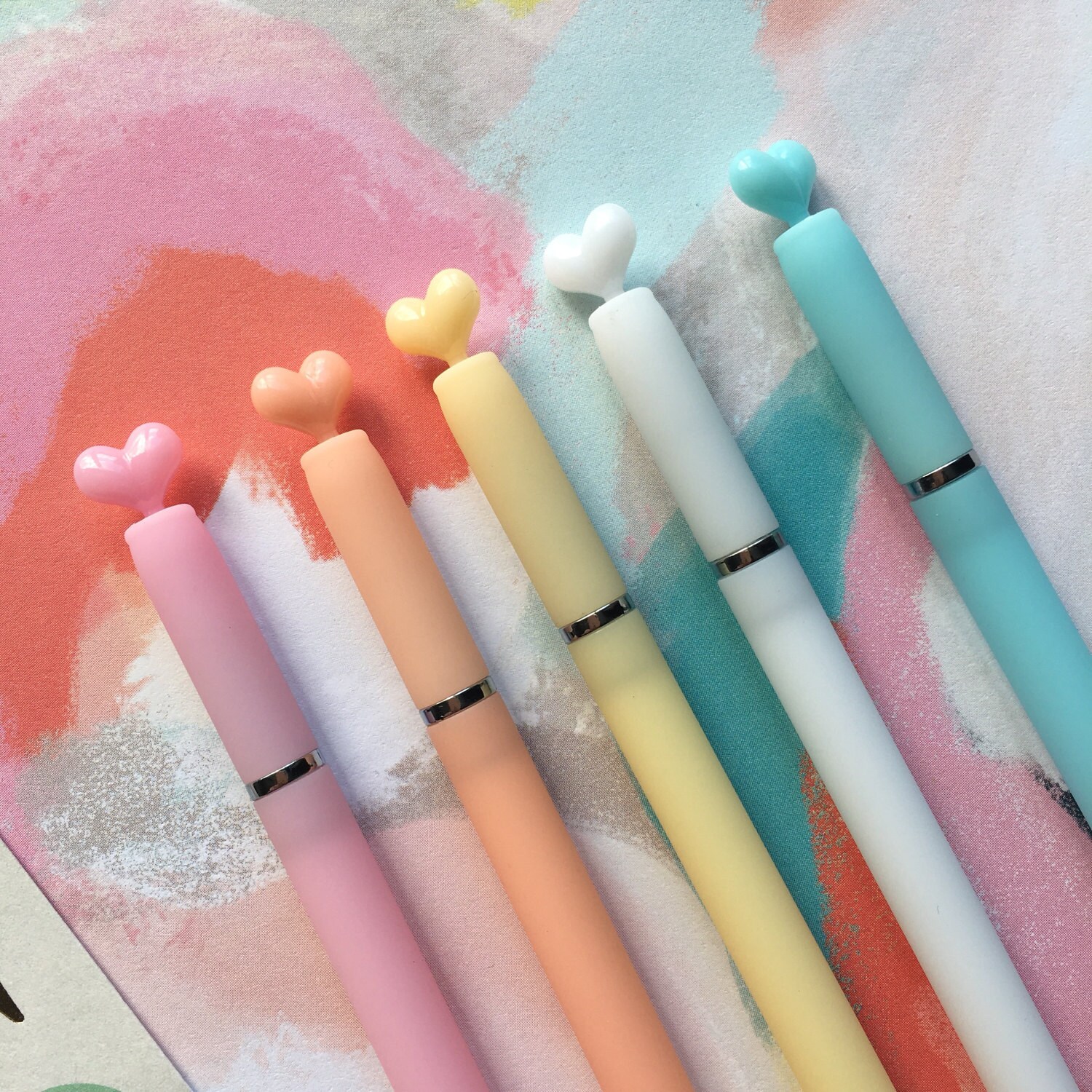 Heart Topped Pastel Gel Pens