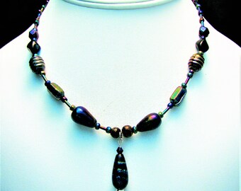 Dark and Dainty Glass Beaded Necklace - Item 228
