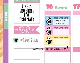 Munchkins - Cute Pastel Doctor Appointment Planner Stickers (M16)