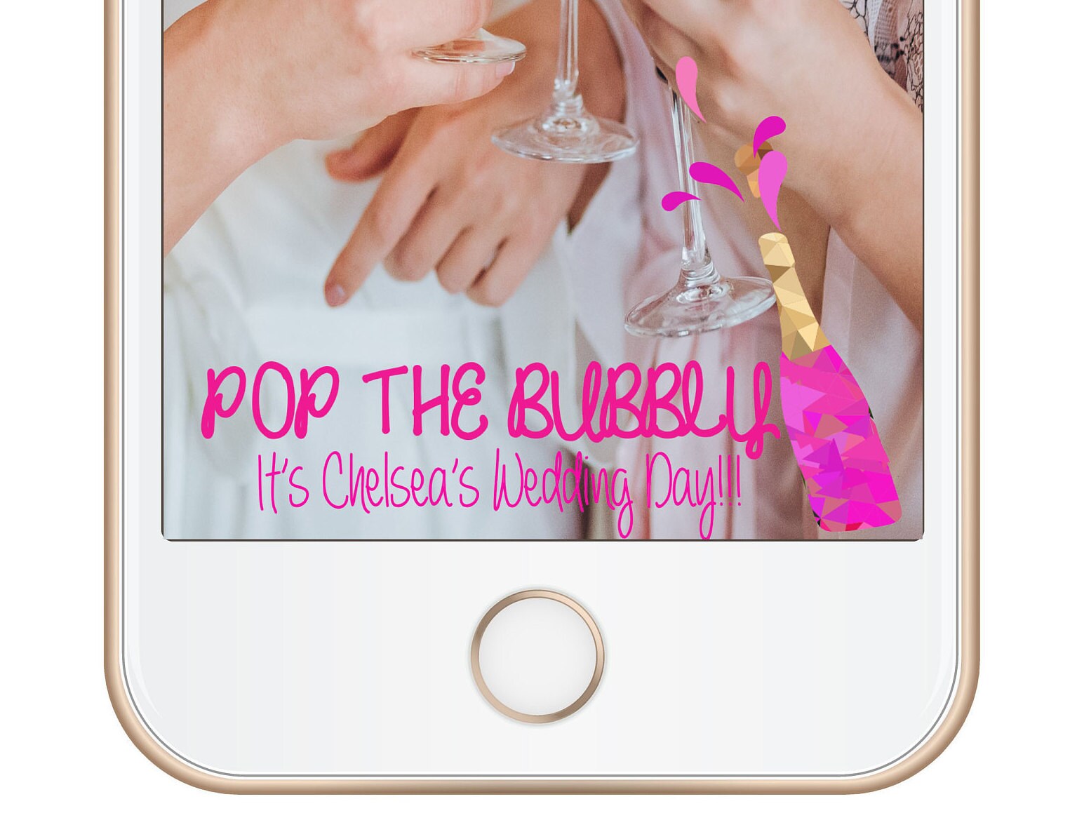 wedding snap chat pop the bubbly