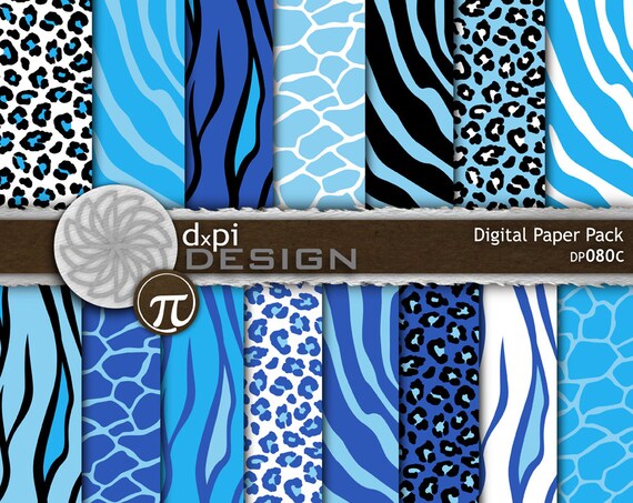 Blue Animal Prints Digital Paper & Printable Backgrounds