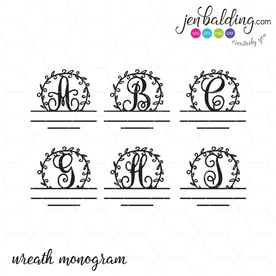 Wreath Monogram Last Name Monogram SVG Files for