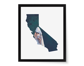 California Photo Mat, California Picture Mat, State Paper Cut, Wedding Gift, California Gift, California Decor, Photo Mat, State Frame, 8x10