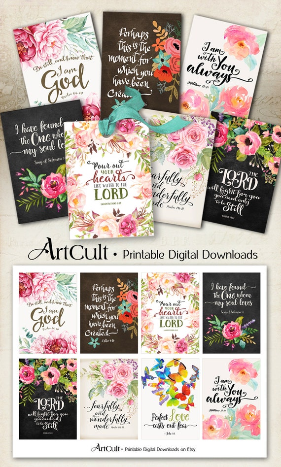 Printable download BIBLE VERSES TAGS No.9 Scripture Art
