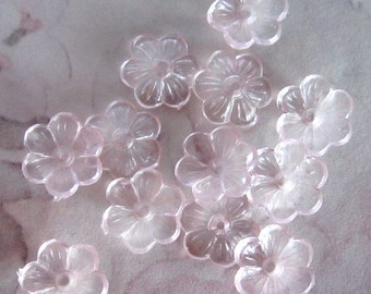 60 pcs. vintage pink plastic flower beads 10mm - r106
