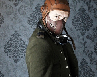 Aviator Hat - Steampunk Helmet - Leather Cap