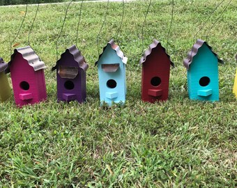Birdhouse, birdhouses, wooden birdhouse, tin roof birdhouse, yard decor, garden decor, handmade birdhouse, rustic birdhouse,housewarming