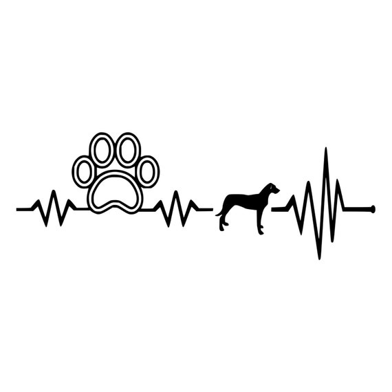 Great Dane Heartbeat With Paw Print Die-Cut Decal Car Window