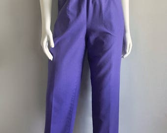 Vintage Women's 80's Purple Pants, High Waisted, Tapered Leg by Koret (S/M)