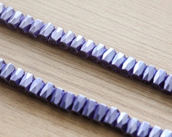 10 pcs of Column Faceted Magnetic Hematite Beads - Spray-Painted Purple - 8 mm
