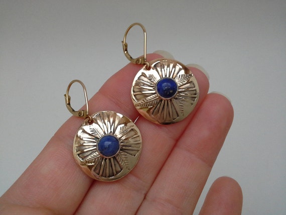 Blue Lapis Earrings Vintage Lapis Lapis Earrings Gold 