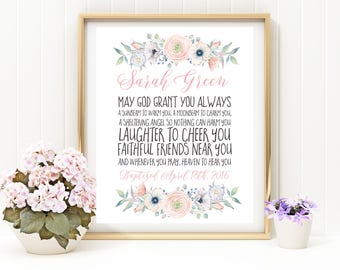 First Communion Godmother Gift Baptism Gift Irish Blessing Baptism Girl Baby girl Dedication gift Name Sign goddaughter gift Baptism idb203