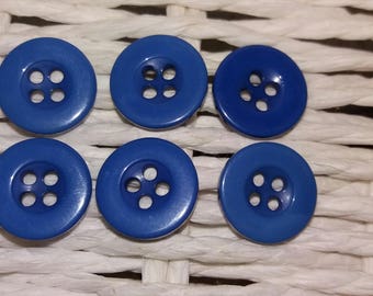 set of 6 indigo blue with plastic buttons