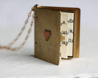 Book Locket Necklace, Secret Message Locket, Personalized Necklace, Book Lovers Necklace, Personalised Gift, Gift for Women, Graduation Gift