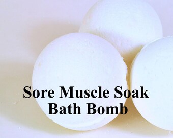 Sore Muscle Soak Bath Bomb - One All Natural Bath Bomb Fizzie - Essential Oil Bath Bomb - Gift For Her - Gift for Him - Coworker Gift
