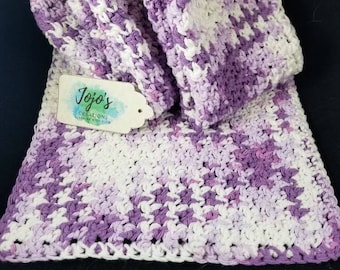 Kitchen dishcloths, handmade, crochet, crochet washcloths, purple