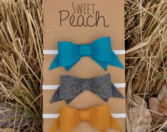 Felt bow headband set of 3