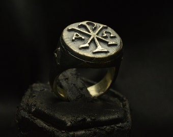 Chi Rho Ring Christian Protection Ring