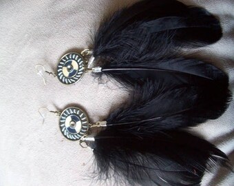 black feather earrings