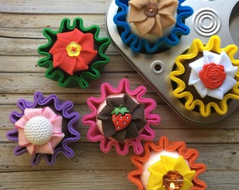 felt cupcake, play food set felt cupcake, play kitchen cake, felt food, cupcake, play cakes
