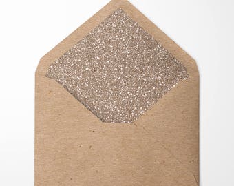 Gold Glitter Lined Envelopes. Pack of 10