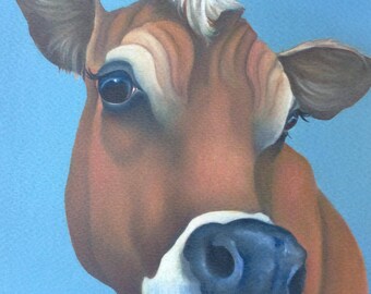 jersey cow painting "Thinking"