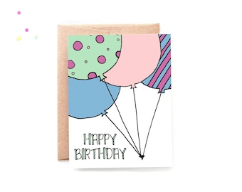 Happy Birthday Card - Birthday Card Friend - Birthday Card Coworker - Birthday Card for Her - Balloon Card - Simple Birthday Card