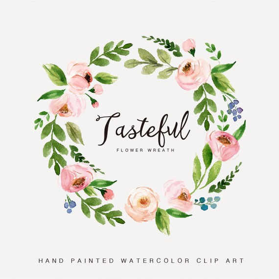 Download Watercolor flower wreath clipart-Tasteful/Hand Painted/Wedding