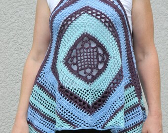 Lacy swing top ethnic tunic hand made crochet