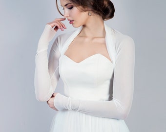 Bridal bolero, simple bridal cover up, long sleeve bolero