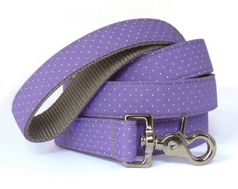 Purple Polka Dot Dog Leash - Purple Dog Leash - Dog Lead - Easter Dog Leash - Dog Leash for Spring - 4ft , 5ft and 6ft Lengths