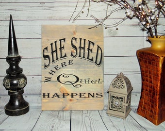 She Shed Large Rustic Wood Sign
